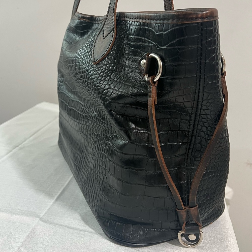 Rare Freebird By Steven Black Croco Leather Tote Bag - Picture 7 of 16